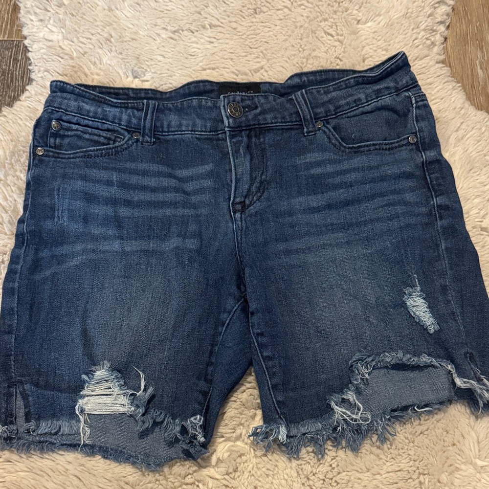 Celebrity Pink Blue Distressed Jean Shorts